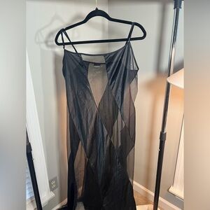 Frederick's of Hollywood Black Sheer Mesh Slip